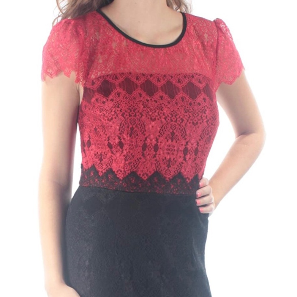 NWT Kensie black & red short sleeve lace dress, xs